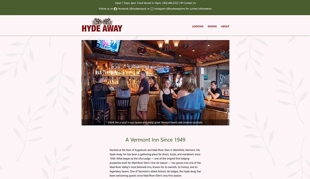 Hyde Away Inn & Restaurant Website